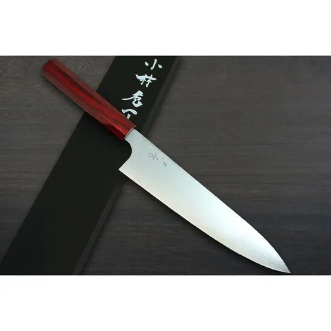 Kei Kobayashi R2 Special Finished CS Japanese Chefs Gyuto Knife 210mm with Red Lacquered Wood Handle